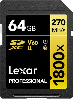 Lexar SD Pro Gold Series UHS-II 1800X 64GB V60 - 2pack