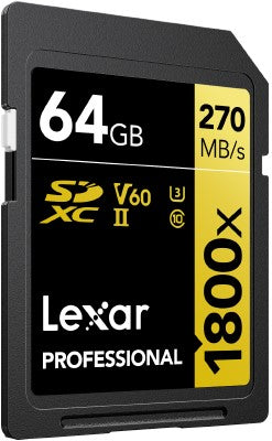 Lexar SD Pro Gold Series UHS-II 1800X 64GB V60 - 2pack