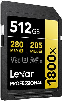 Lexar SDXC Professional 512GB BL 1800x UHS-II V60 gold