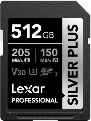 Lexar SD Silver Plus UHS-1 512GB V30 R205/W150MB/s