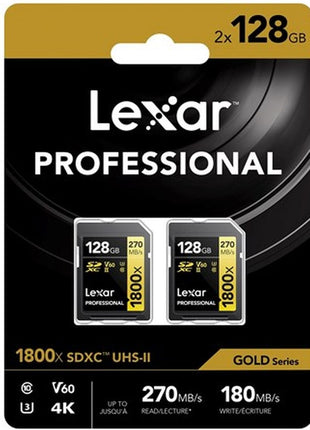 Lexar Professional GOLD SDXC 1800x 128GB UHS-II V60 - 2PACK