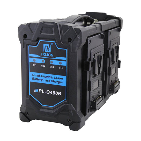 FXLion PL-Q480B 4-Kanaals V-Mount Acculader