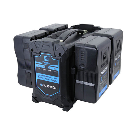 FXLion PL-Q480B 4-Kanaals V-Mount Acculader